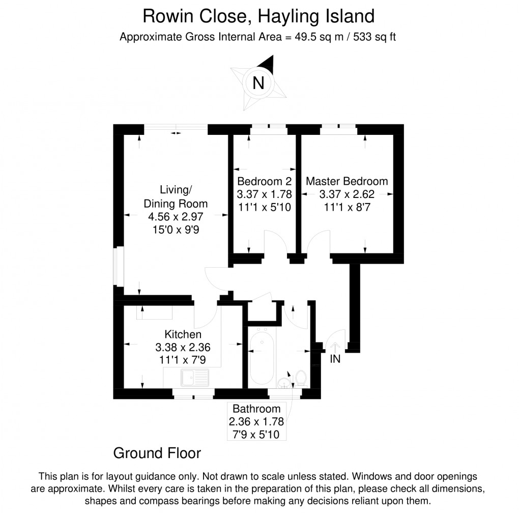 Floorplan for Rowin Close, Hayling Island, Hampshire